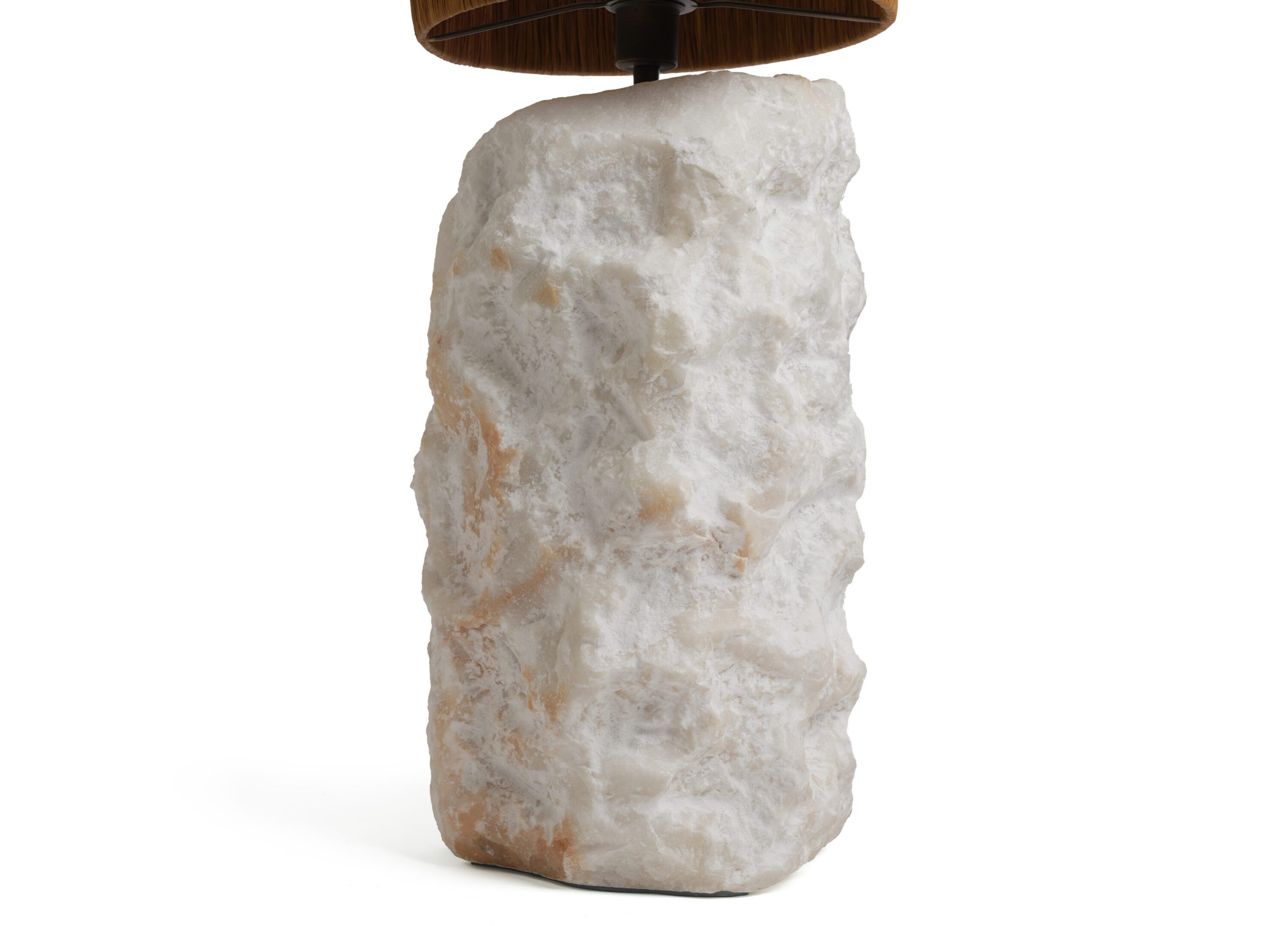 Rough white stone lamp base with shade
