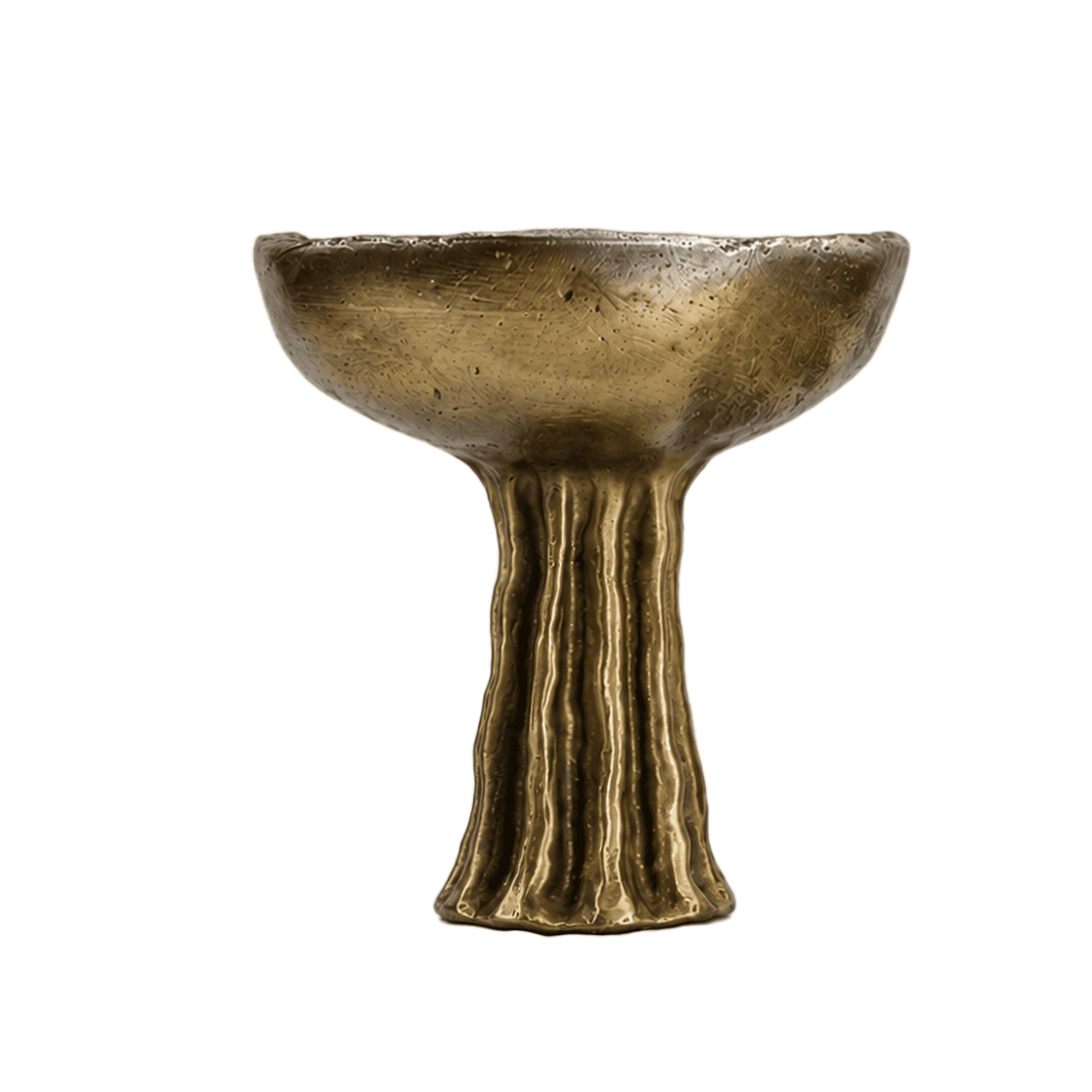 Bronze pedestal bowl with fluted stem