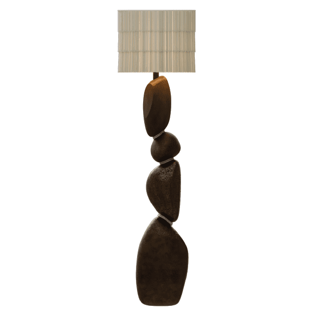 Tall floor lamp with stacked pebble base