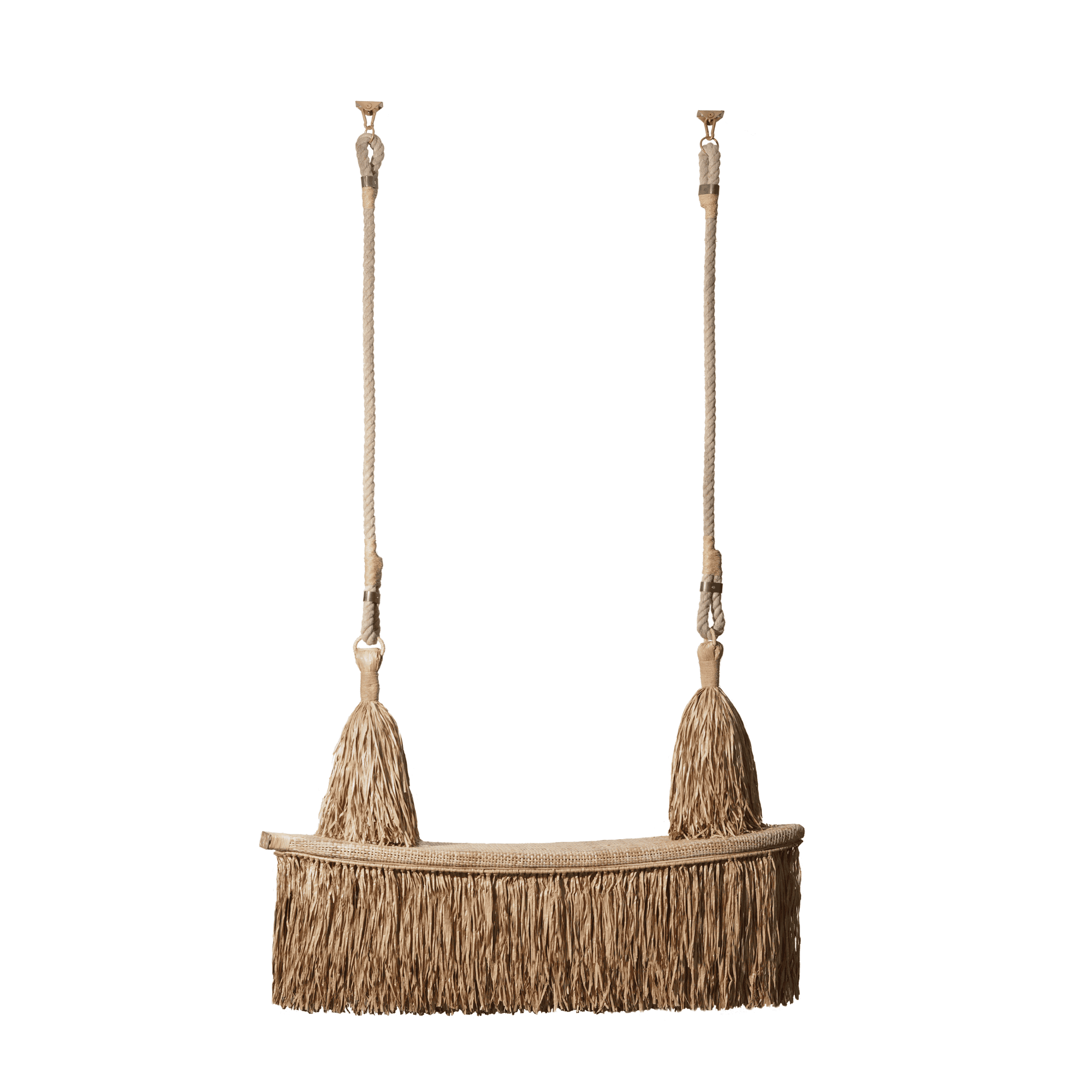 Beige fringed rope swing with tassels