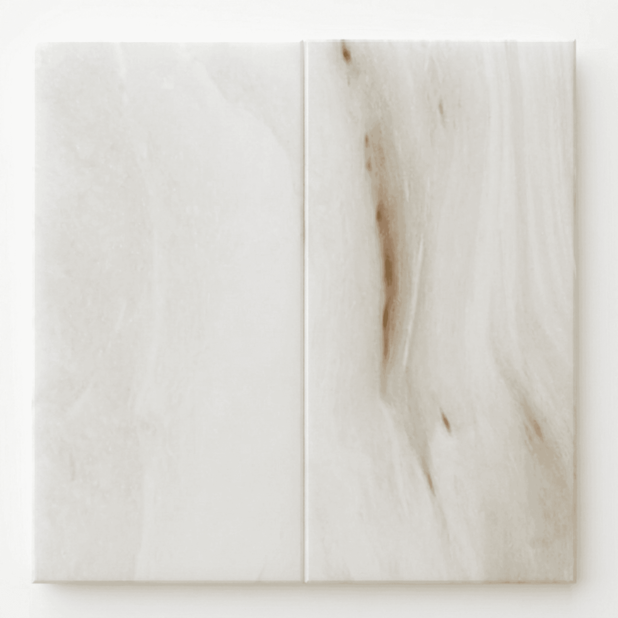 Two white marble tiles with subtle veining
